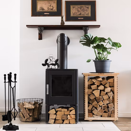 Foyer à bois à double bûche, ventilateurs de poêle de haute qualité, cheminée à haute efficacité