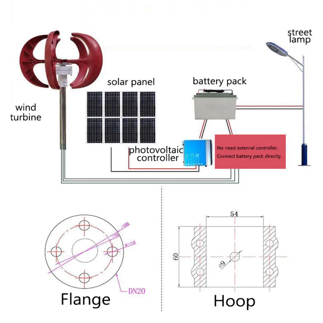 100-400W Vertical Axis Household Small Wind Turbine 24V for Wind and Solar Complementary Landscape Engineering